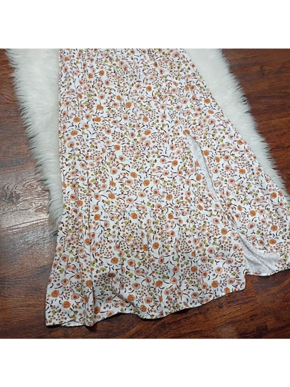 Floral High-Slit Maxi Skirt By Maaji Smocked Waist Small 100% Viscose Lightweigh - Picture 4 of 15